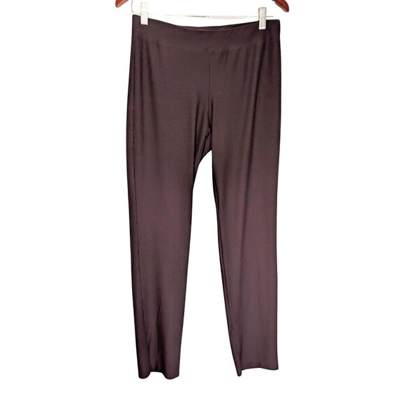 Eileen Fisher Womens Medium Straight Stretch Crepe Brown Ankle Pants Leggings - Picture 1 of 8
